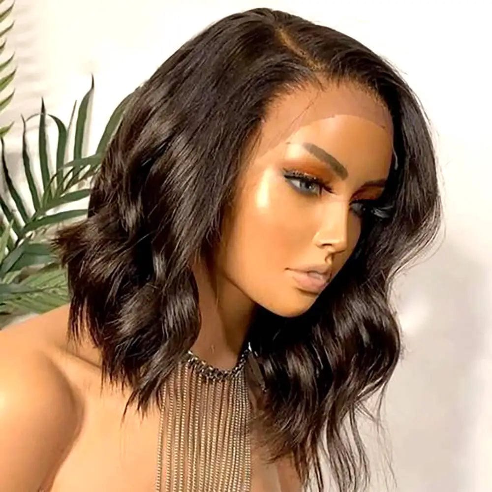 99J burgundy red color curly wigs water wave 13x4 lace front human hair short bob human hair wigs woman