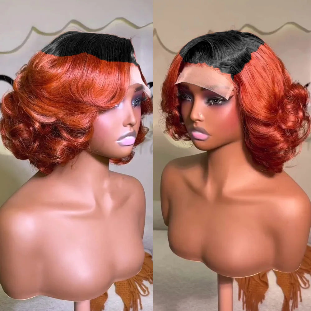 Glueless Ombre Bouncy Wave Lace Closure Wig for Women