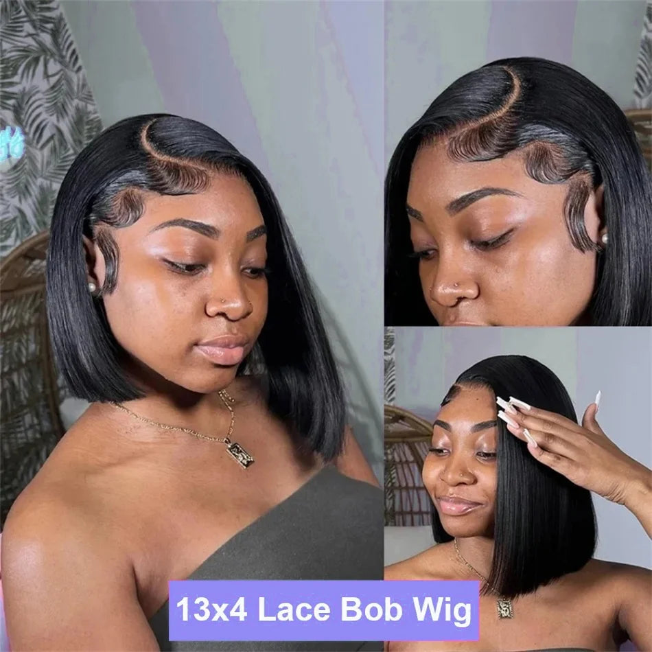 12 14 Inch Straight Short Bob Human Hair Wig Black Vietnamese Hair 13x4 4x4 HD Lace Frontal Bone Straight Bob Human Hair Wigs