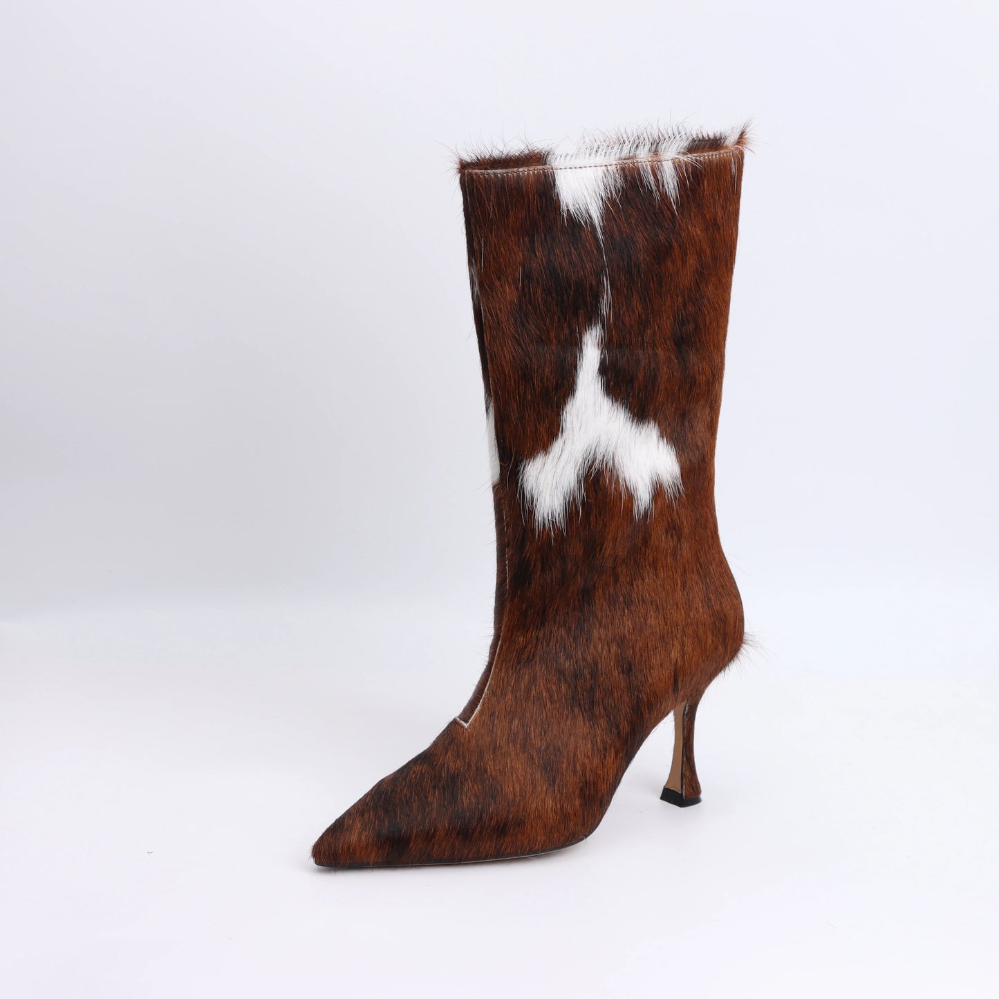 Designer retro fashion cowhide luxury fashion boots for women 2025 pointed thin heel slimming versatile sleeve western boots