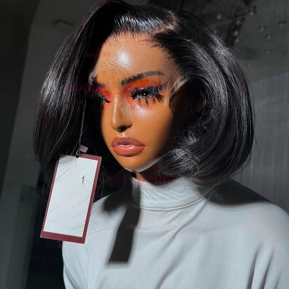 Layered Cut Straight Bob Wig Natural Color Lace Closure Wig Wear and Go 4x4/13x4 Glueless Wig Free Part Minimalist Lace Bob Wig