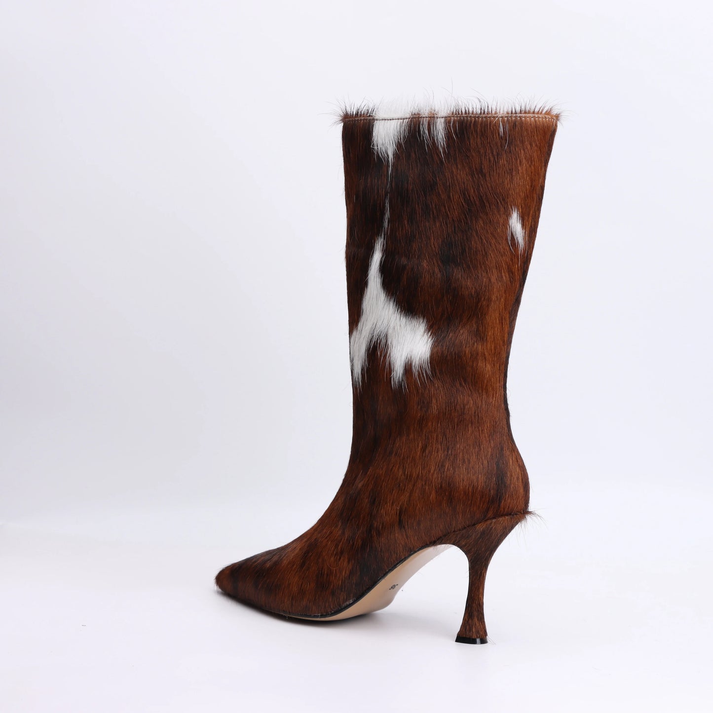 Designer retro fashion cowhide luxury fashion boots for women 2025 pointed thin heel slimming versatile sleeve western boots