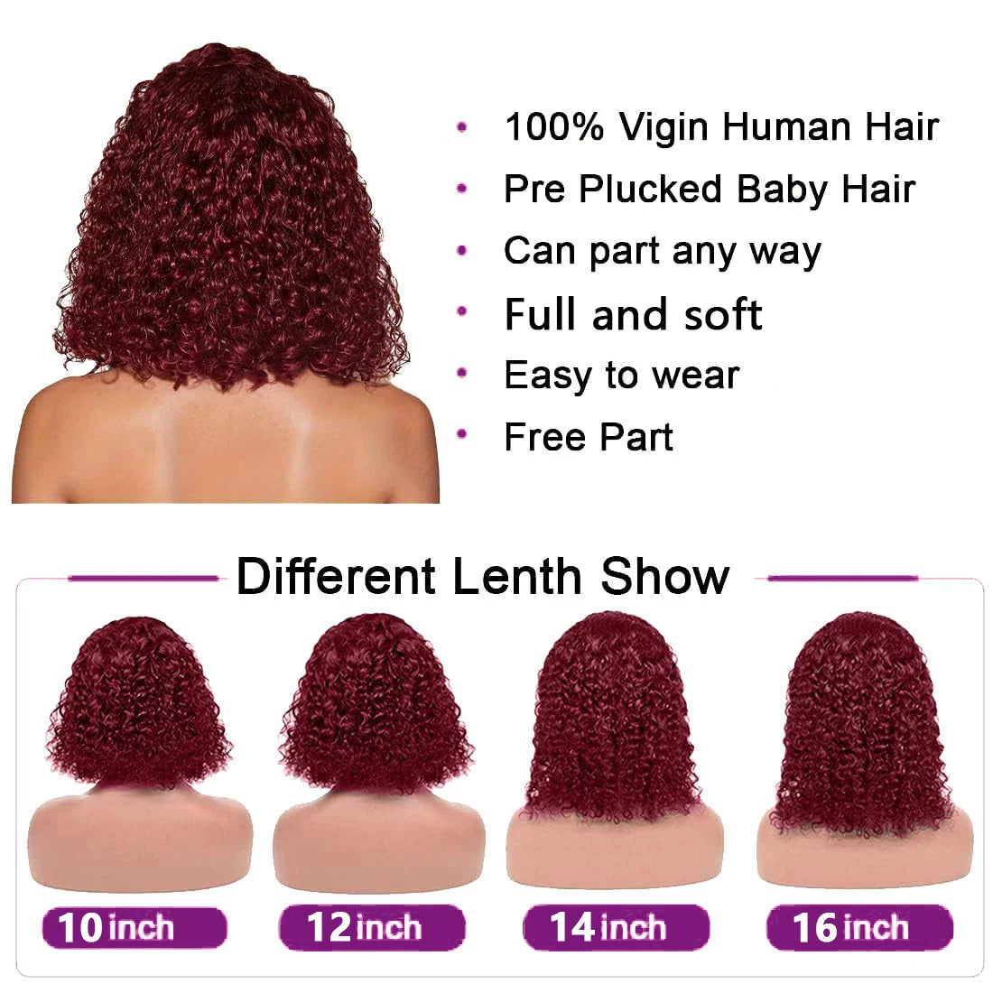 13X4 HD Lace Frontal Wig 99J Burgundy Deep Wave Short Bob Human Hair Wigs Curly Wave Red Bob Wig Pre Plucked 16 Inch Color Wigs