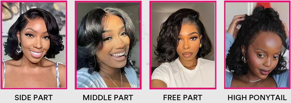 Layered Cut Straight Bob Wig Natural Color Lace Closure Wig Wear and Go 4x4/13x4 Glueless Wig Free Part Minimalist Lace Bob Wig