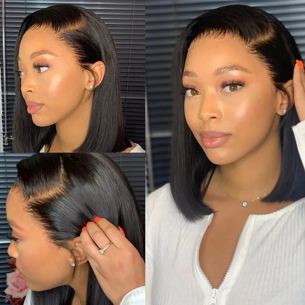 Straight Short Bob Wig 200% Density 13x4 HD Lace Frontal Wig 4x4 Transparent Lace Front Short bob Wigs 100% Human Hair For Women