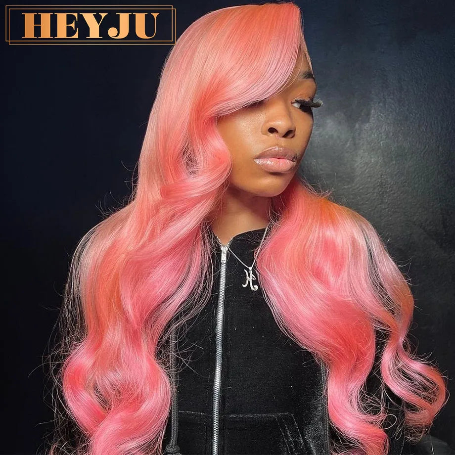 Pink Lace Front Wigs Human Hair Body Wave 13x6 HD Lace Frontal Wig Brazilian Colored Human Hair Wigs 100% 13x4 Loose Wave Wigs