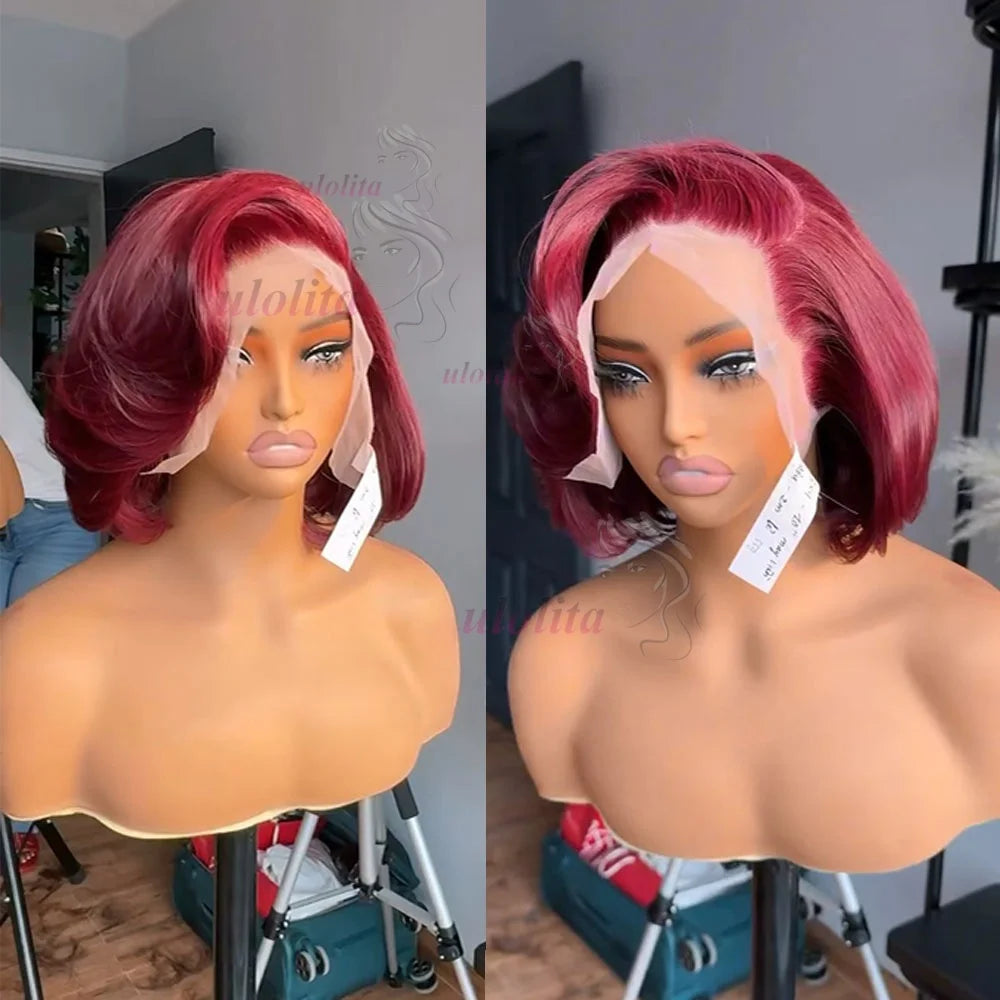 Layered Cut Straight Bob Wig Natural Color Lace Closure Wig Wear and Go 4x4/13x4 Glueless Wig Free Part Minimalist Lace Bob Wig