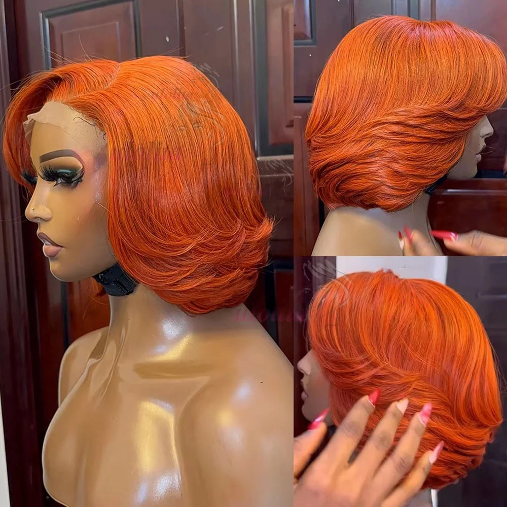 Layered Cut Straight Bob Wig Natural Color Lace Closure Wig Wear and Go 4x4/13x4 Glueless Wig Free Part Minimalist Lace Bob Wig