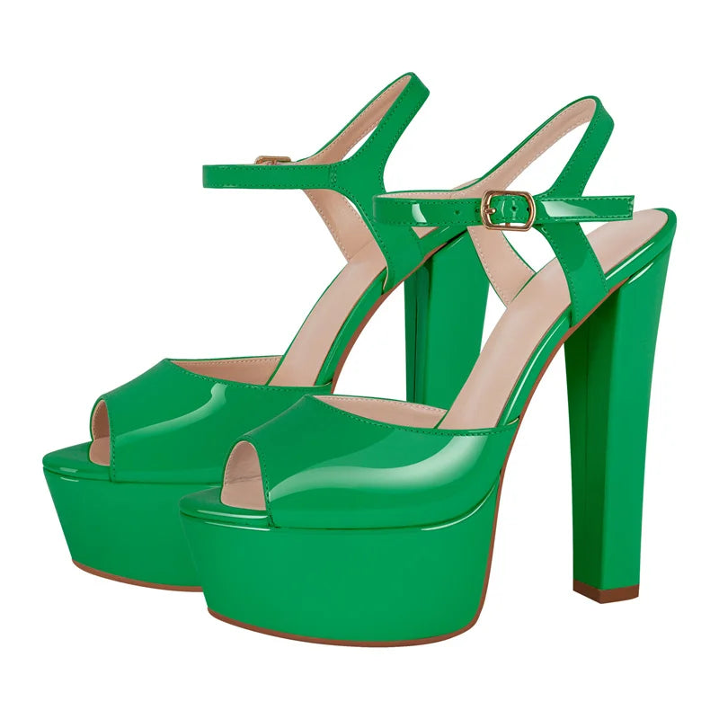 Crisscross Platform Buckle Sandals with Peep Toe for Women