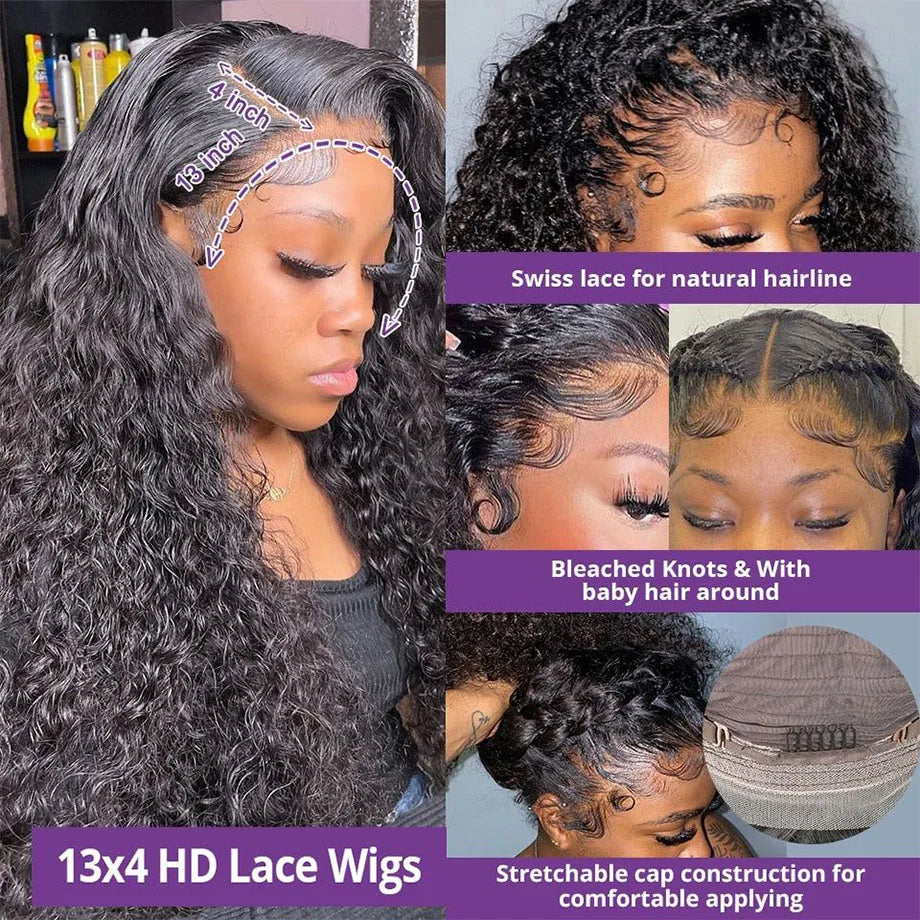 Hd Lace Wig 13x6 Human Hair Deep Wave Frontal Wig 30 40Inch Curly Wigs For Women Brazilian Hair 13x4 Water Wave Lace Front Wig
