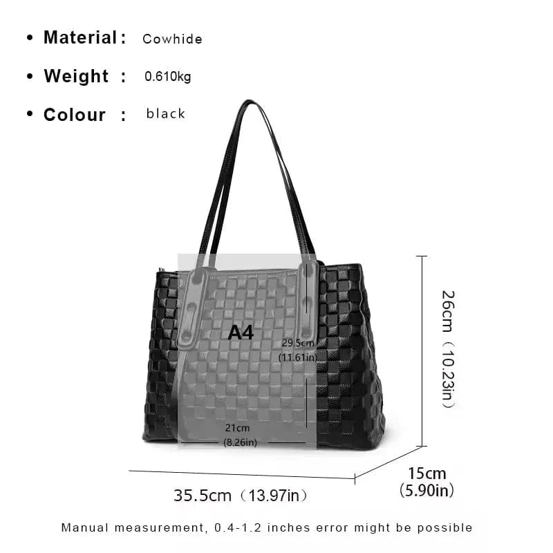 2025 New Designs Genuine Leather Women's Tote Bag with Large Capacity Printed Cowhide One Shoulder Handbag