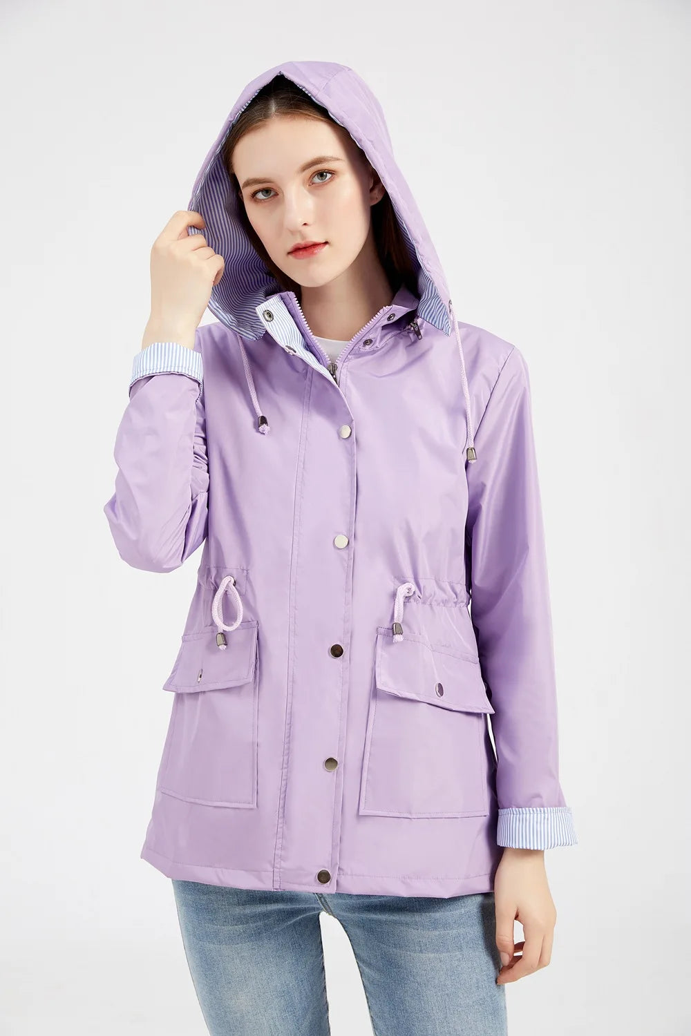Autumn Winter Women Hooded Windbreaker Hiking Jacket Outdoor Camping Jackets Long Sleeve Zipper Waterproof Coat Outwear S-3XL