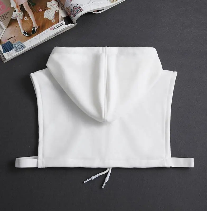 Hooded Detachable Women Shirt Fake Collar Stripe False Collars Woman Warm Half Shirt Women Black White Clothes Shirt Accessories
