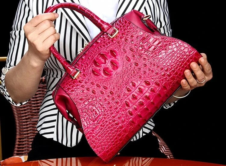 New Crocodile Leather Women's Handbags Luxury Designer Lady Portable Shoulder Messenger Bag Fashion Brand Red Tote Bags 2025 New