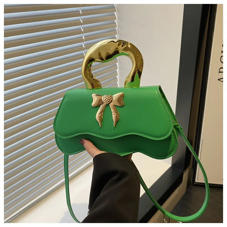 RetroTote Bag Bow PU Leather Handbag Large Capacity Shoulder Bags Candy Color Fashionable Crossbody Bag Droshipping Wholesale