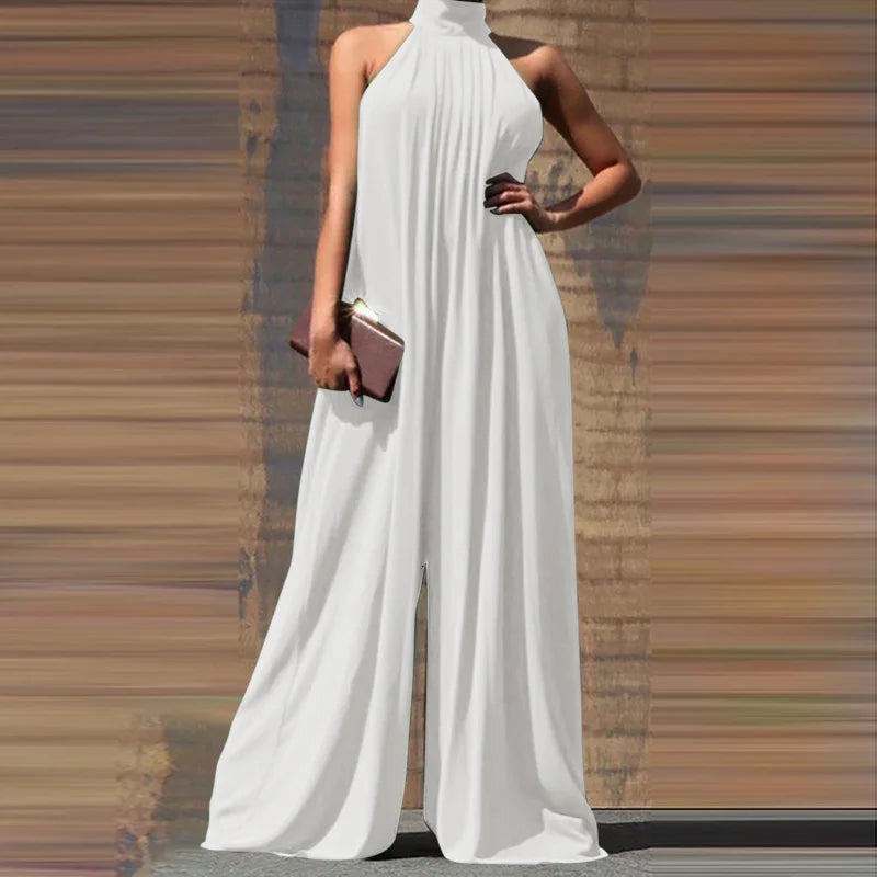 ZANZEA 2024 Summer Women Party Elegant Jumpsuits Wide Leg Rompers Solid Color Wide Leg Playsuits Holiday Chic Sleeveless Overall