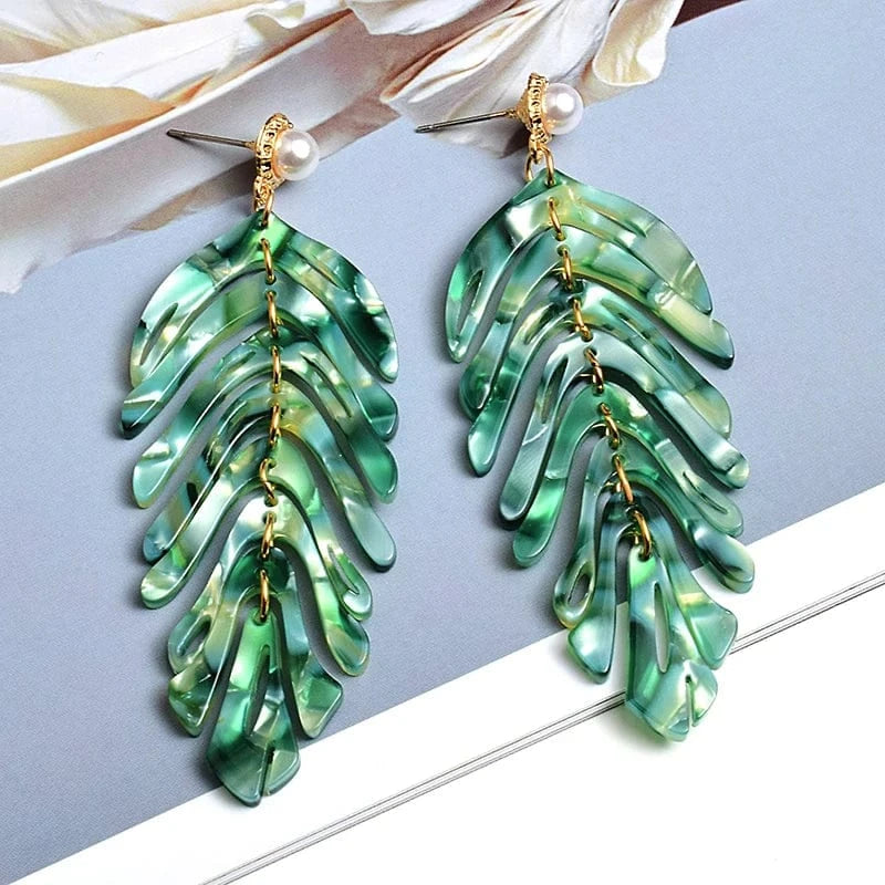 Statement Acrylic Long Earrings Fashion Trend Leaf-Shaped Drop Earring Fine Jewelry Accessories For Women Wholesale