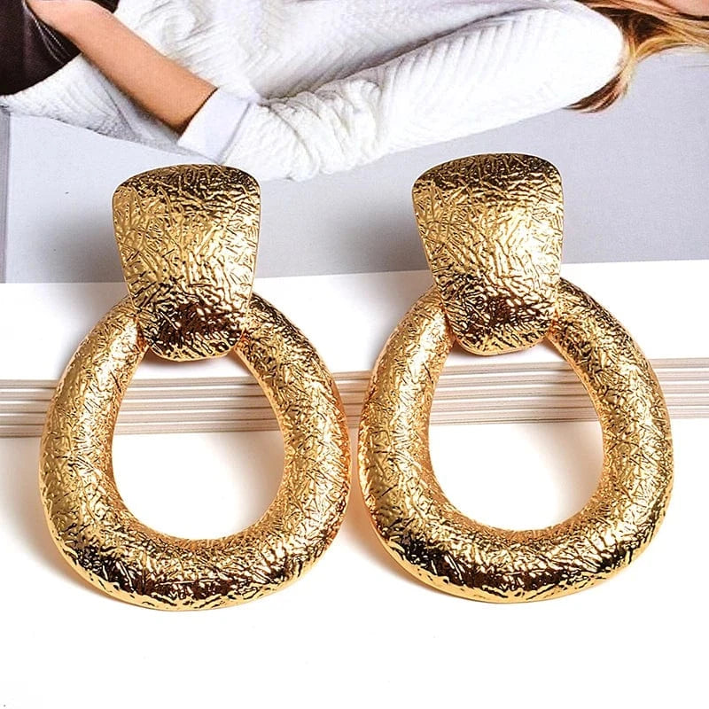 Wholesale Gold Color Metal Drop Earrings Fine Jewelry Accessories Hanging Dangle Long Pendientes Bijoux For Women Christmas Gift