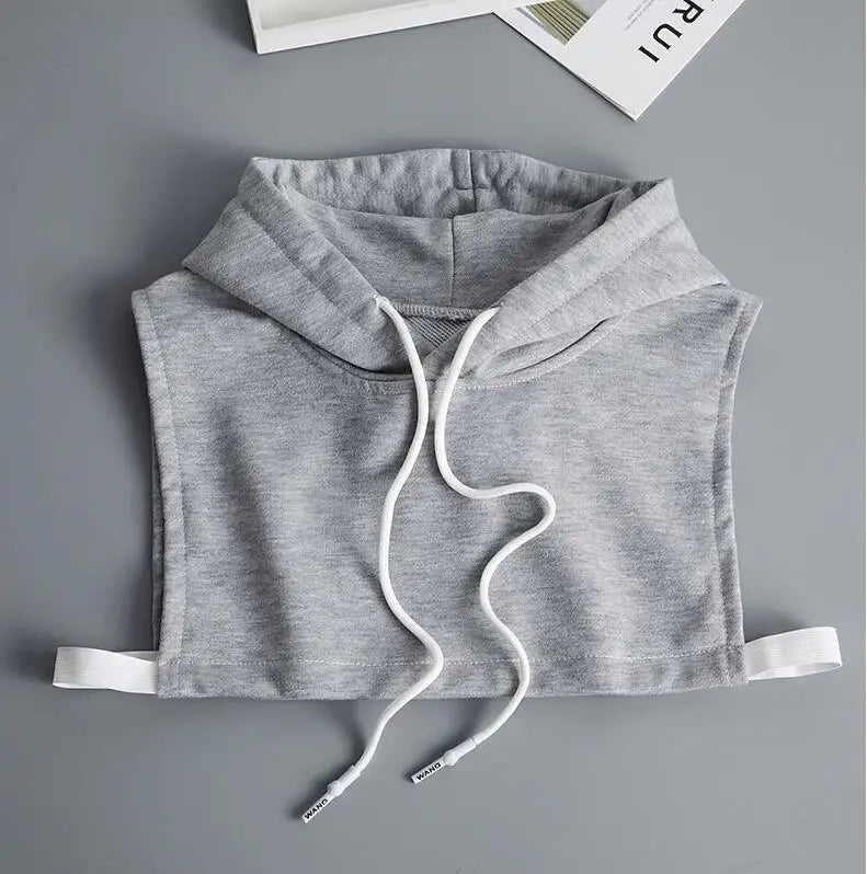 Hooded Detachable Women Shirt Fake Collar Stripe False Collars Woman Warm Half Shirt Women Black White Clothes Shirt Accessories