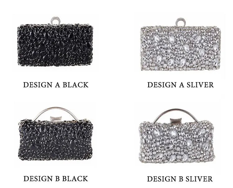 Women Clutch Evening Bag Beaded Crystal Lady Wedding Purse Rhinestones Handbags Silver Black Evening Clutch Bags for Women