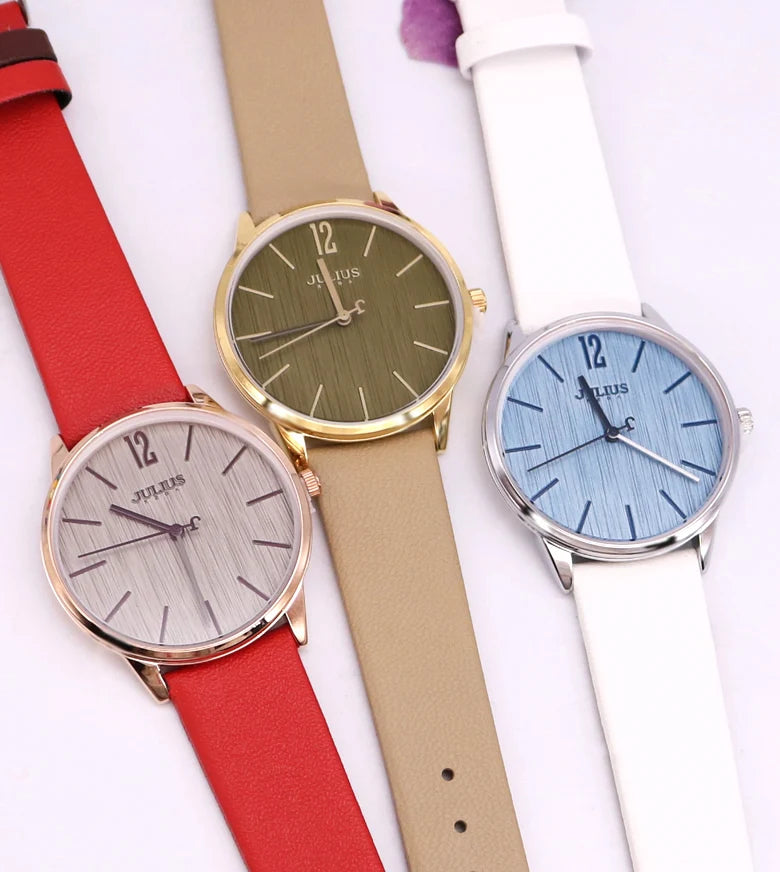 Julius Lady Women's Watch Japan Quartz Elegant Classic Fashion Simple Hours Bracelet Real Leather Girl Birthday Gift No Box