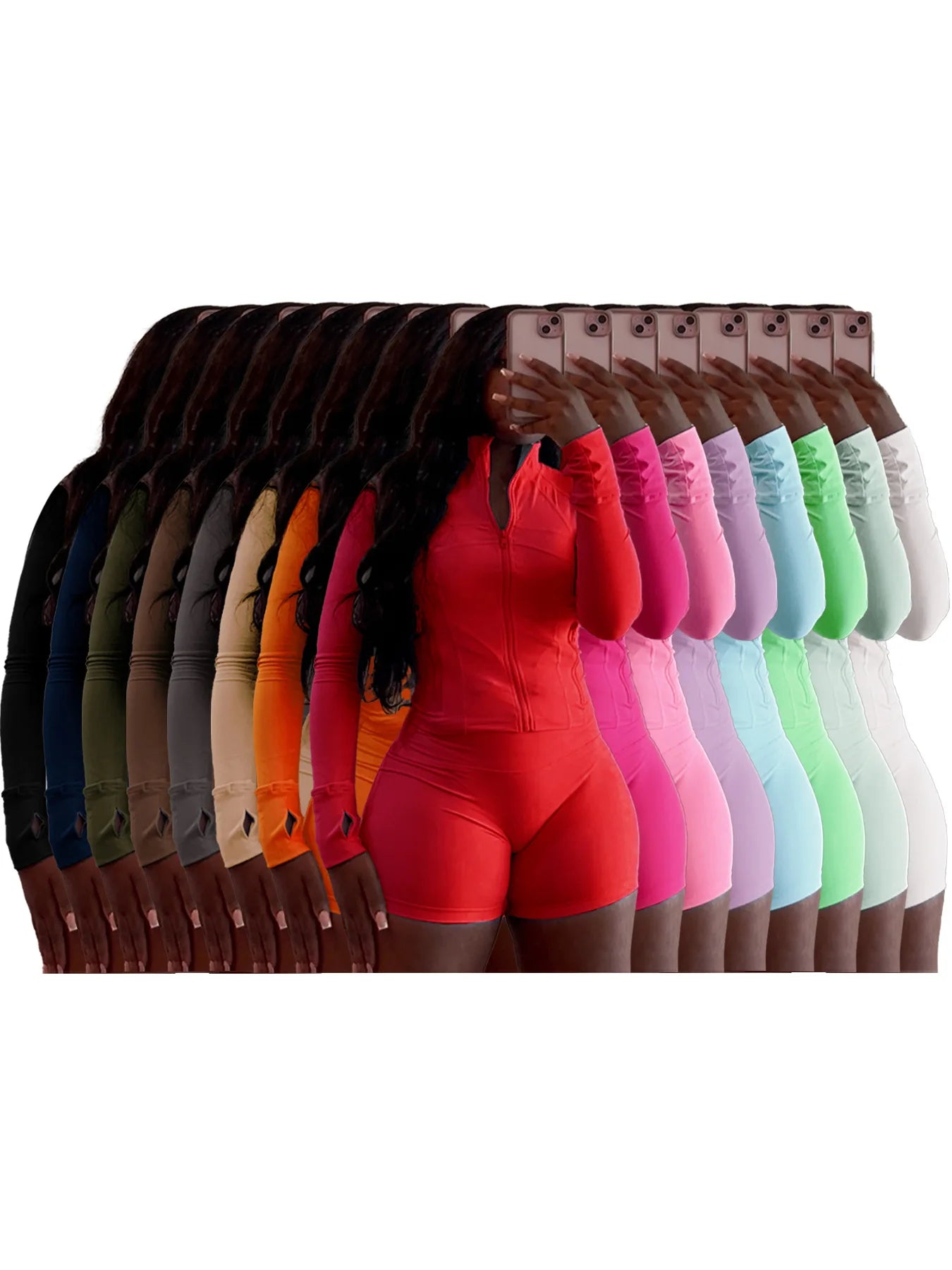 2025 Summer Two Piece Shorts Sets Zipper Tracksuit Yoga Fitness Outfits for Women Sport