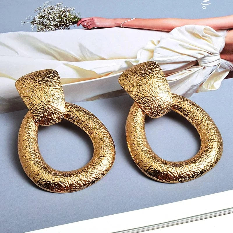Wholesale Gold Color Metal Drop Earrings Fine Jewelry Accessories Hanging Dangle Long Pendientes Bijoux For Women Christmas Gift