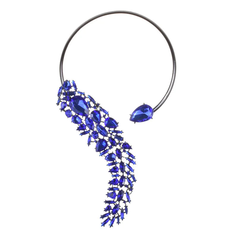 Green Crystal Open Collar Choker Necklace for Women