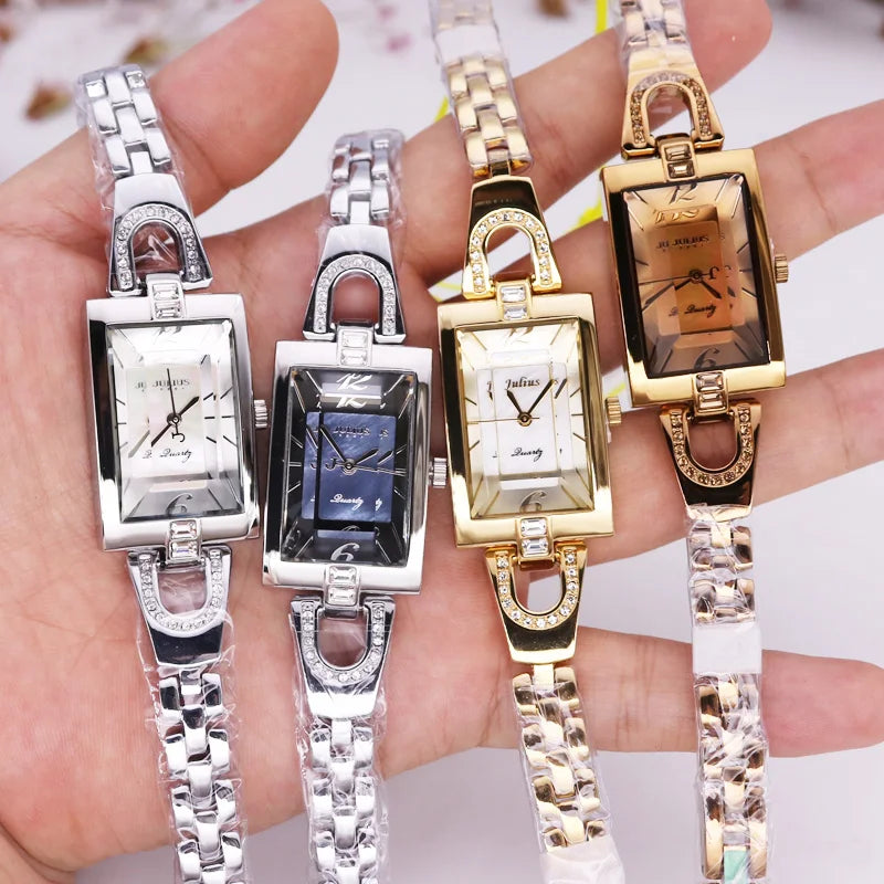 Top Julius Lady Women's Watch Mother-of-pearl Japan Quartz Fashion Hours Chain Lovely Business Girl Birthday Gift Box