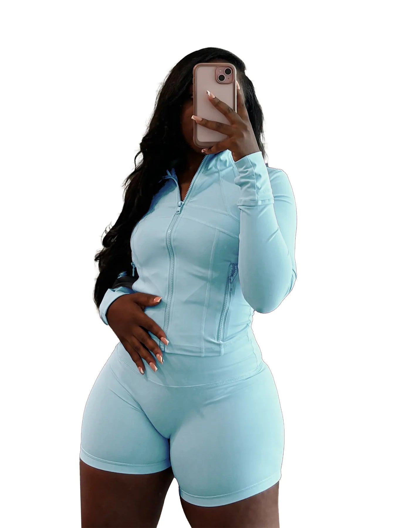 2025 Summer Two Piece Shorts Sets Zipper Tracksuit Yoga Fitness Outfits for Women Sport