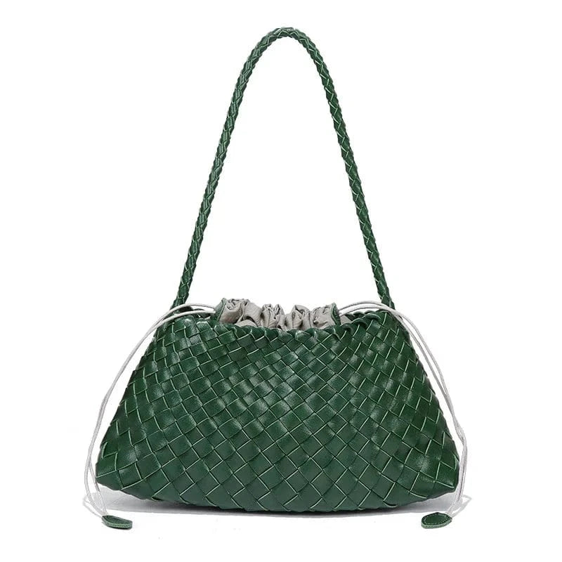 2025 Summer Luxury Woven Shoulder Bags for Ladies Fashion Handmade Woven Casual Braided Tote Hand Bag with Drawstring Purse