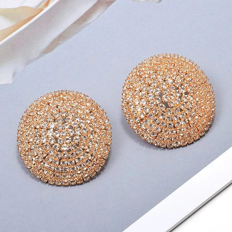 New Arrival Luxury Round Full Dense Crystals Drop Earrings High-Quality Fashion Rhinestone Earring Jewelry Accessories For Women