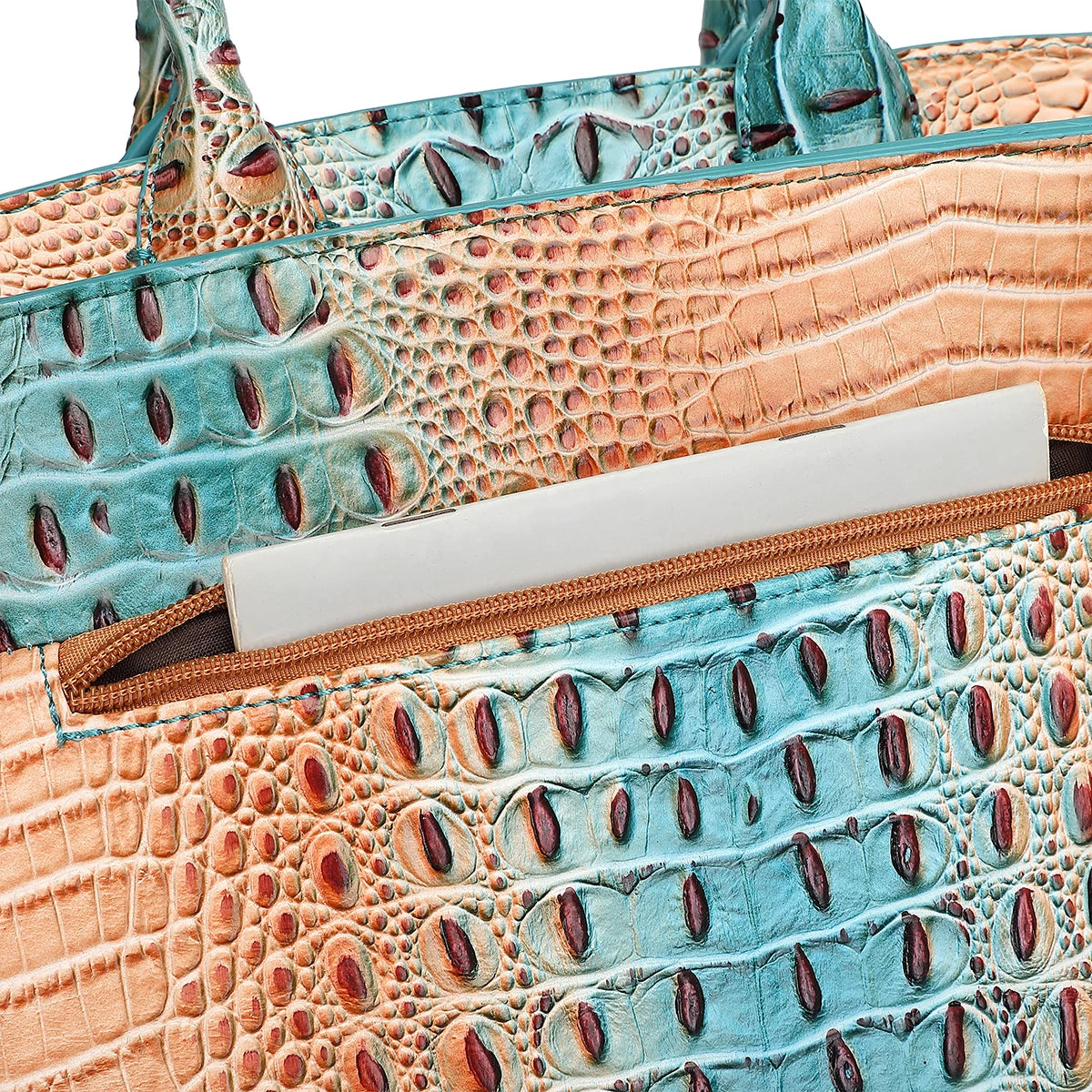 Crocodile Pattern Handbag & Purses Set, Multi-functional Vintage Top Handle Crossbody Bag & Business Clutch Bag & Card Coi