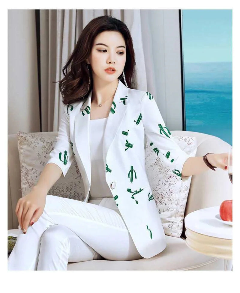 Polka Dot Ssuit Jacket Female Ins Spring Summer 2024 New Korean Thin Section Slim Fashion Print A Buckle Blazer Mother Tide 427