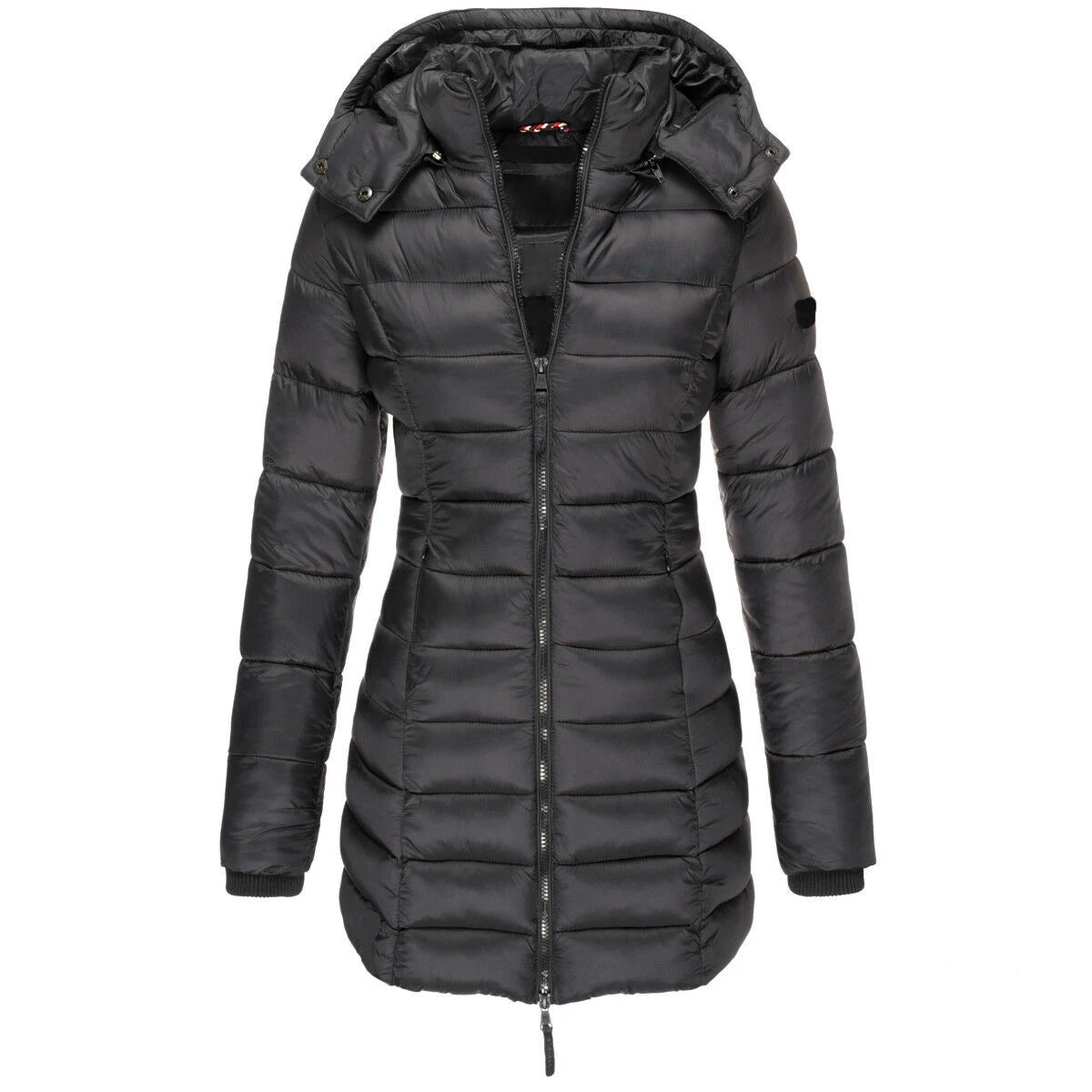 Winter Jackets for Women Zipper Hooded Cotton Padded Jackets Long Sleeve Warm Coat Slim Parka Female Portable Outwear