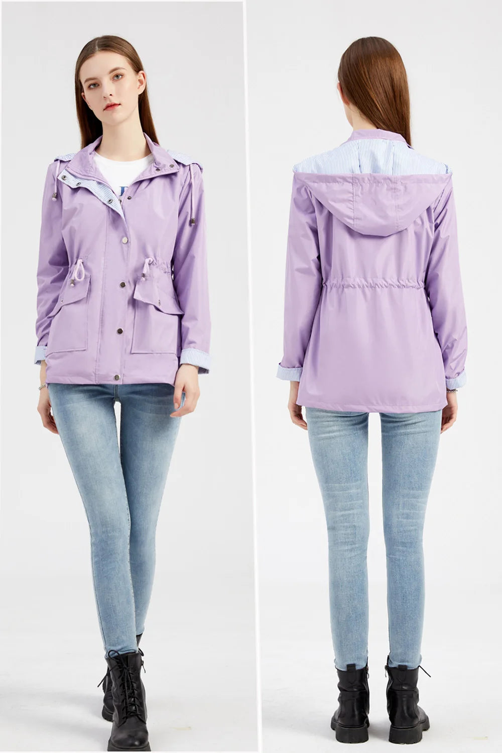 Autumn Winter Women Hooded Windbreaker Hiking Jacket Outdoor Camping Jackets Long Sleeve Zipper Waterproof Coat Outwear S-3XL