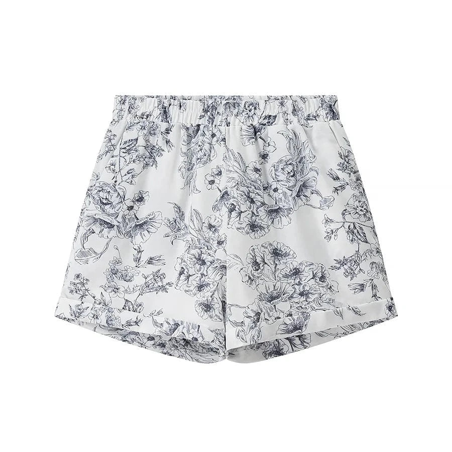 PB&ZA Set Woman 2 Pieces 2025 Fashion Printed Coat and Shorts Set Female + Shorts Skirts Women's Suit