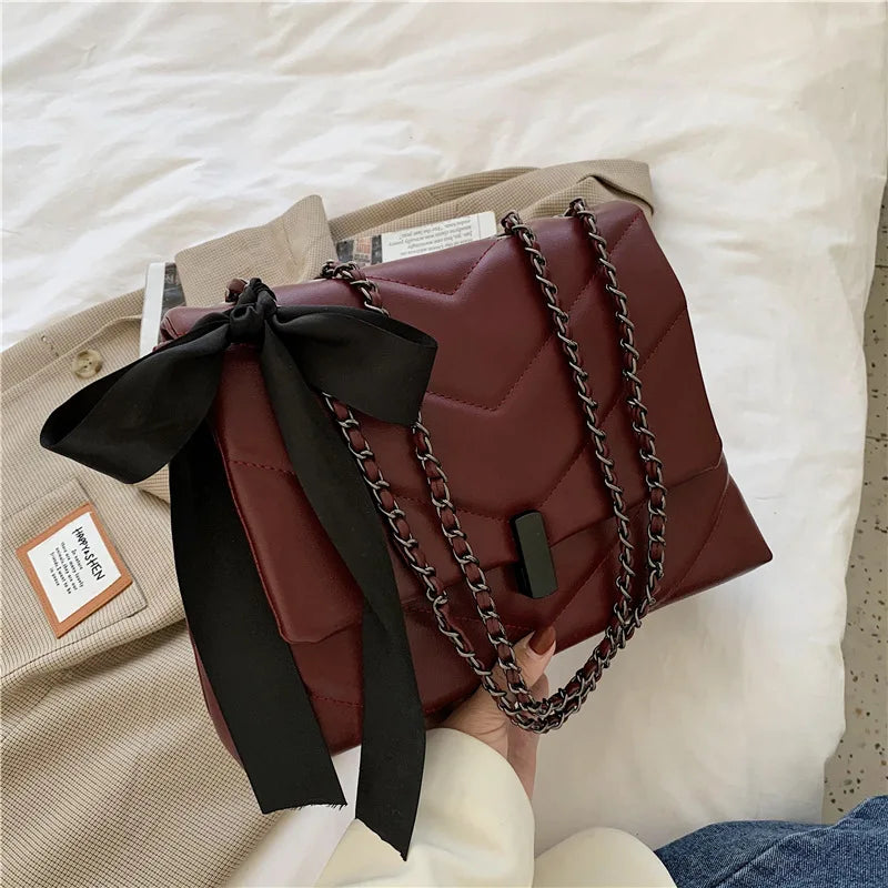 2025 NEW Trend High End INS PU Leather Chains Shoulder Bag Large Capacity Women's Handbags