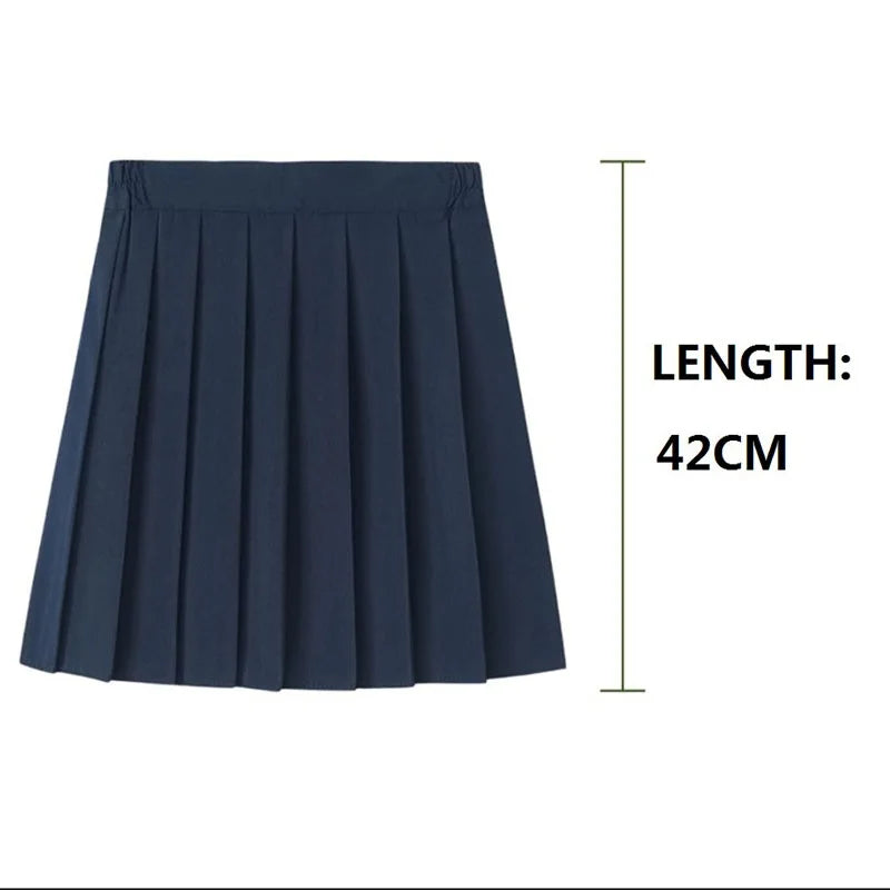 Preppy Black XS - 5XL Pleated Mini Skirt Short Women Summer Autumn Uniform High Waisted Skirts Knee Length Saia Feminina