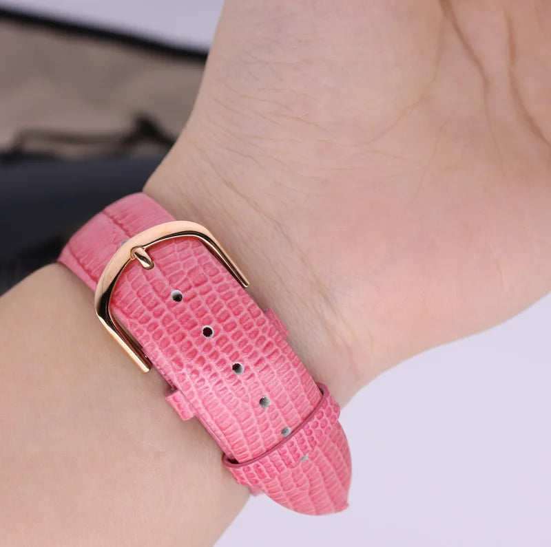 Luxury Unicorn Melissa Women's Watch Rhinestone Crystal Fashion Hour Real Leather Bracelet Clock Girl's Birthday Gift Box
