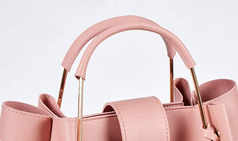 High Quality Women' s 3 Pcs Set Large Capacity Handbag Solid Color Purse Shoulder Messenger Bag Pu Leather Tote Bag