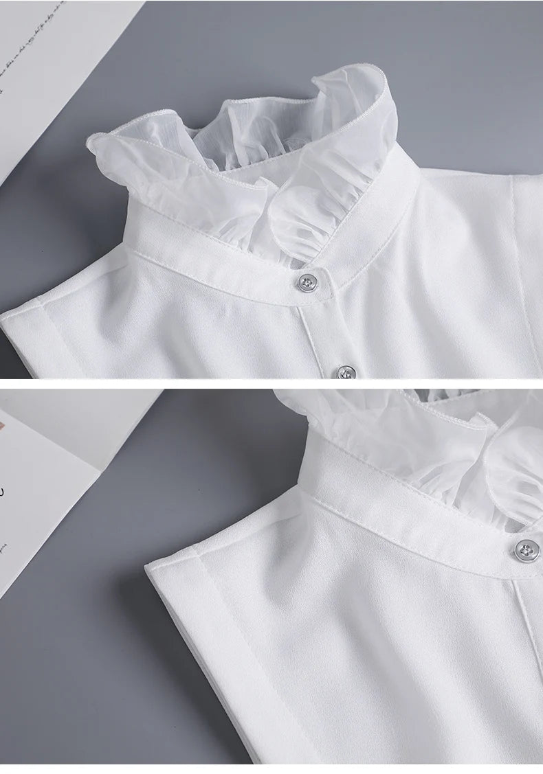 White Fake Collar Shirt Women Shawl Detachable Shirt Collar Lace False Collar Lapel Blouse Women Clothes Accessories Faux Col