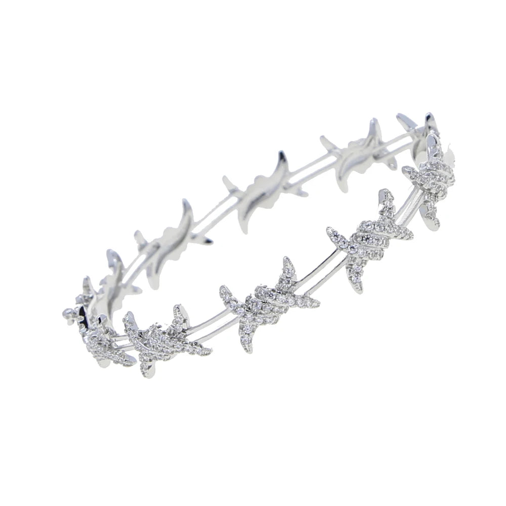 Twisted Rattan Style CZ Bangle Bracelet