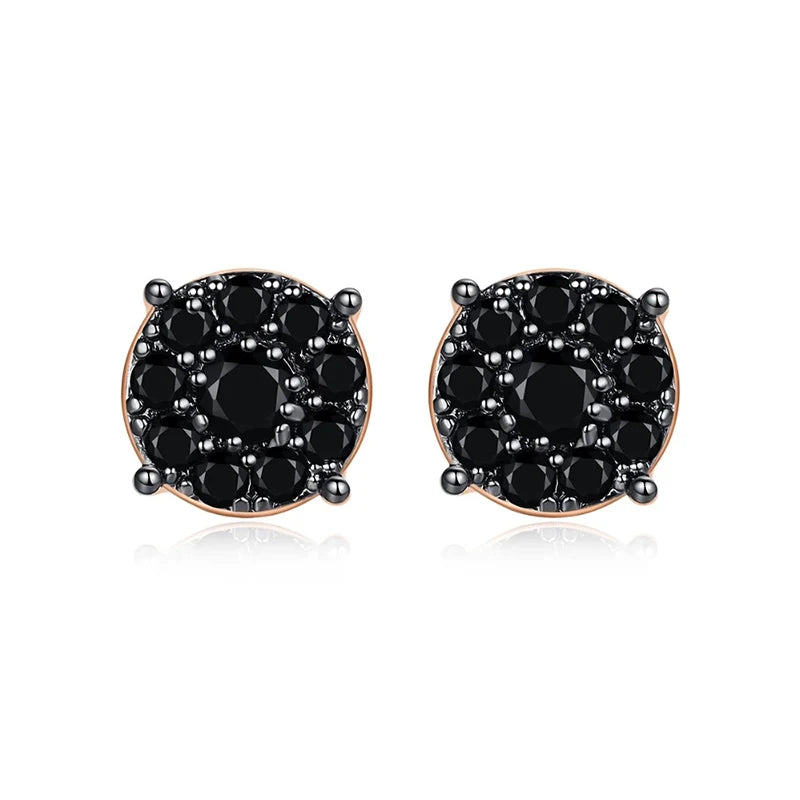 Black Zircon Rose Gold Stud Earrings