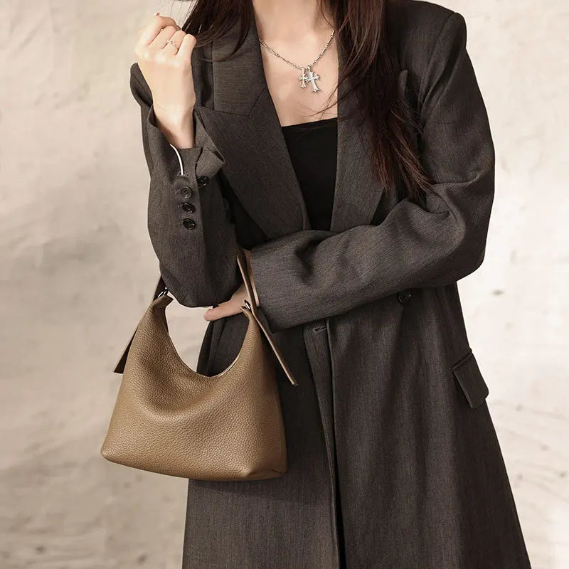 2025 New High-end Vintage Lichee Pattern Genuine Leather Messenger Bag for Women High Quality Casual Women's Handbags
