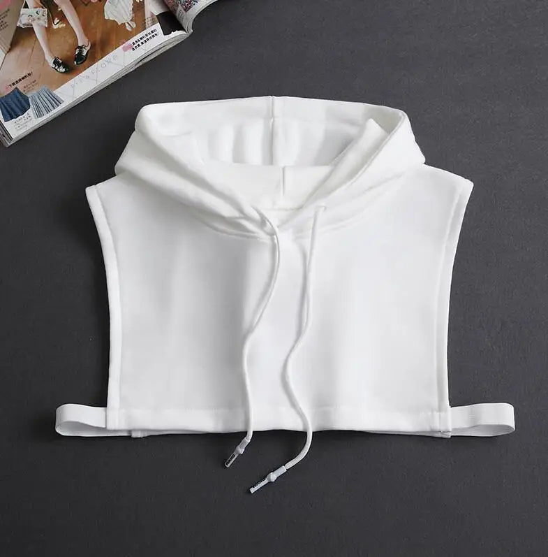 Hooded Detachable Women Shirt Fake Collar Stripe False Collars Woman Warm Half Shirt Women Black White Clothes Shirt Accessories