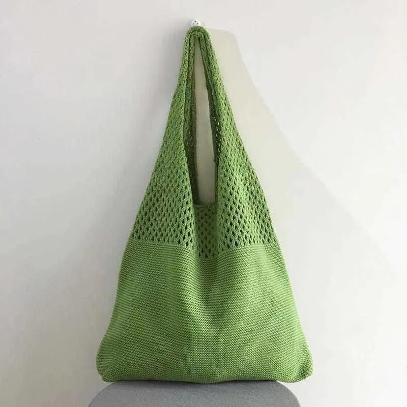 Custom Personalized Knitting Crochet Tote Bags Shoulder Handbags for Women Summer Beach Fashion Weaving Hollow Handbag