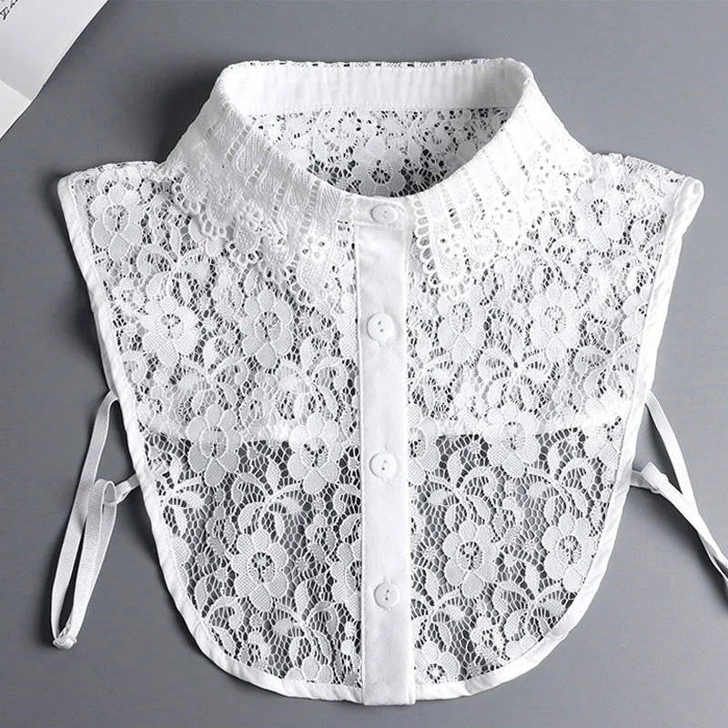 White Fake Collar Shirt Women Shawl Detachable Shirt Collar Lace False Collar Lapel Blouse Women Clothes Accessories Faux Col