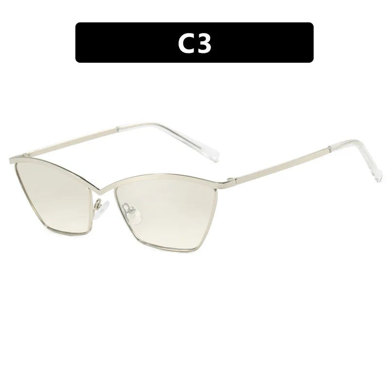 Trendy Lens Cat Eye Sun Glasses Fashion Small Rimless Female Metal Sunglasses Famous Brands Shades Sunglasses for Women and Men