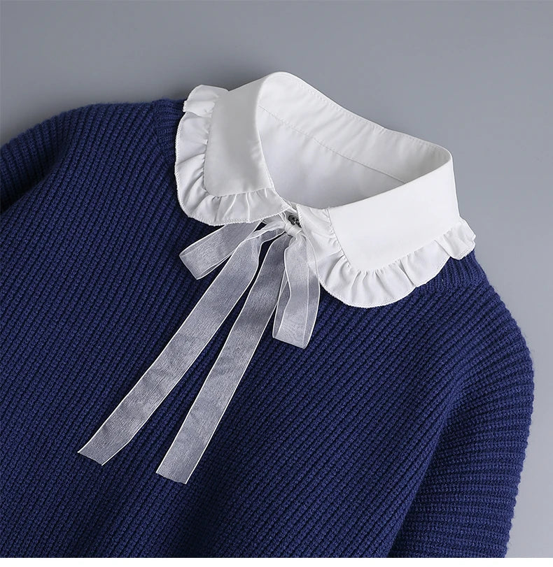 White Fake Collar Shirt Women Shawl Detachable Shirt Collar Lace False Collar Lapel Blouse Women Clothes Accessories Faux Col